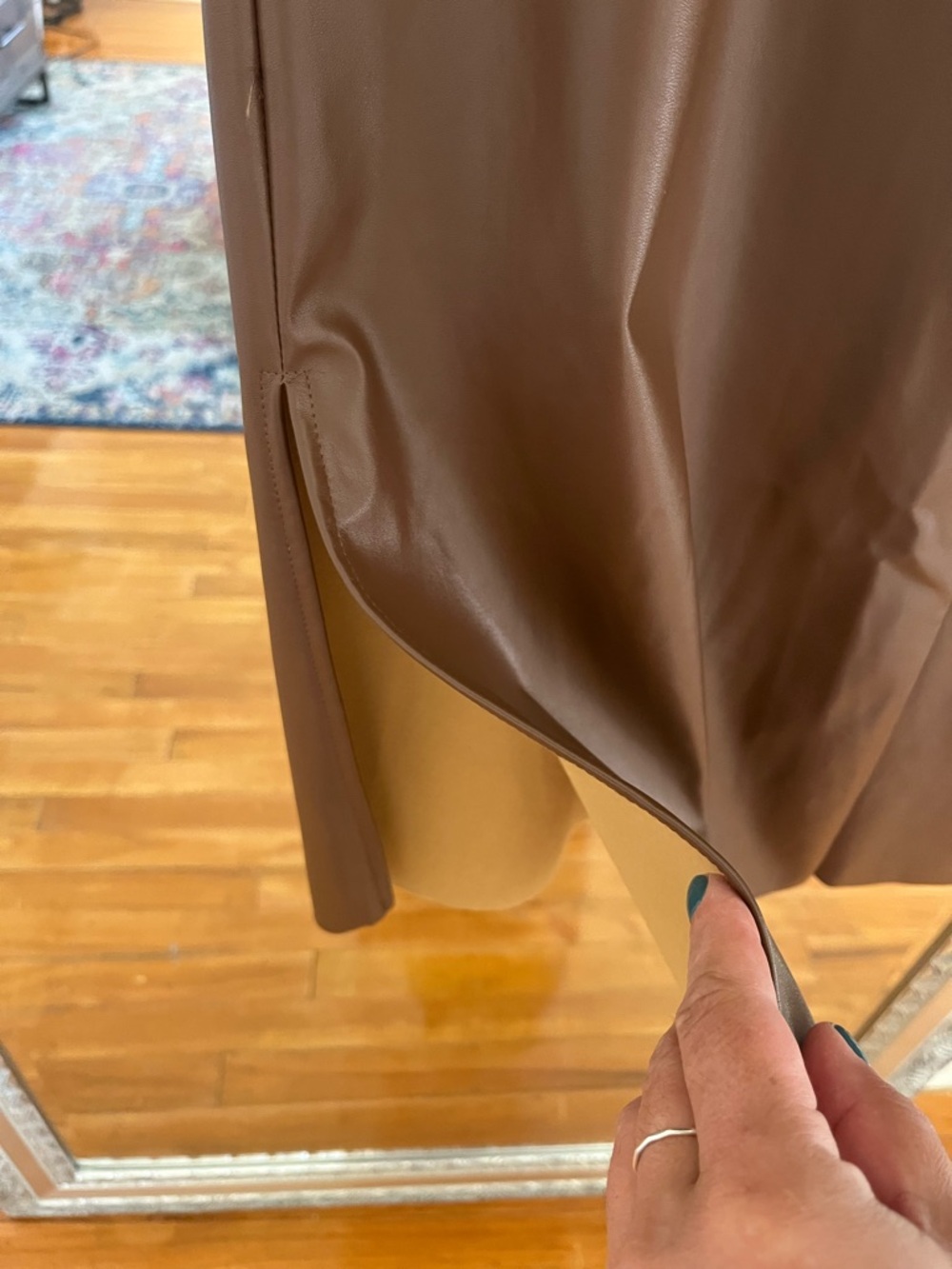 SHEIN Brown Faux Leather Midi Skirt - Picture 3 of 5